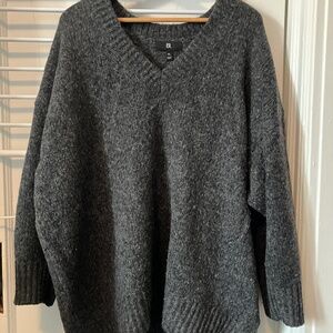 Banana Republic Salma Oversized Wool-Cotton Sweater, charcoal gray, XL